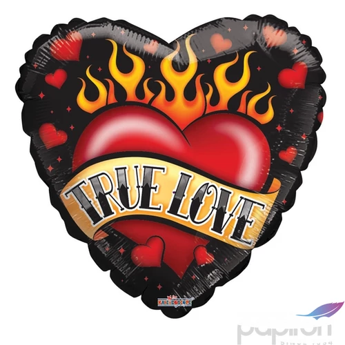 Party Lufi fólia 18"-45cm szív alakú, True Love felirattal Valentin napra is