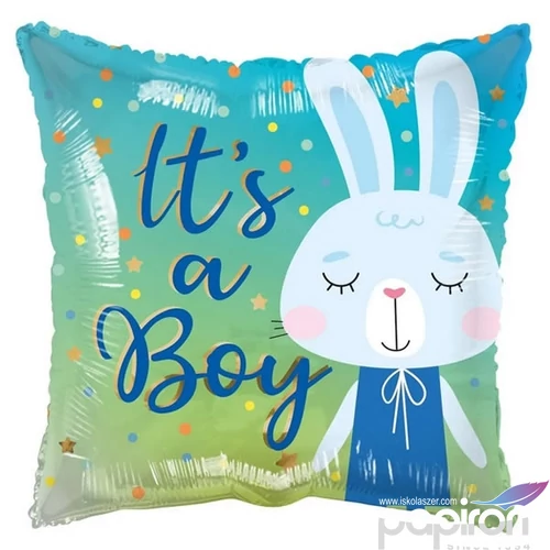 Party ECO Lufi fólia 18" /45cm párna forma, nyuszis, IT'S A BOY