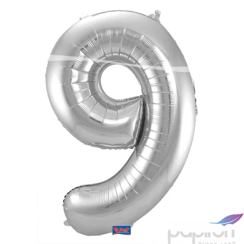 Party Lufi fólia 86cm 9-es szám, ezüst