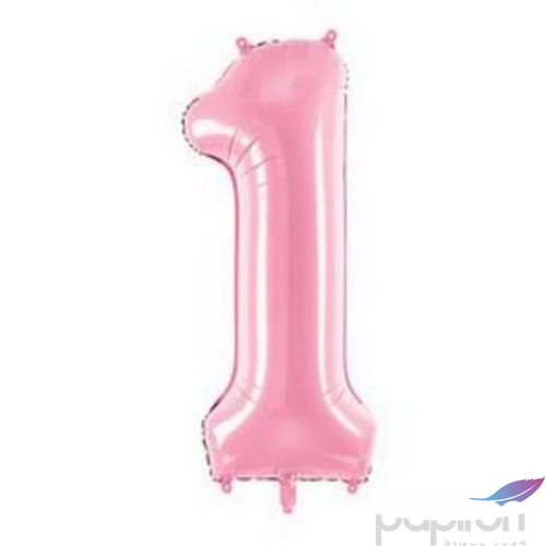 Party lufi fólia 34"-es-86cm Number 1 Babarózsaszín számos Party Lufi
