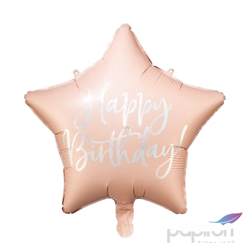 Party Lufi fólia 40cm Csillag, púder pink, 15,5 Happy Birthday