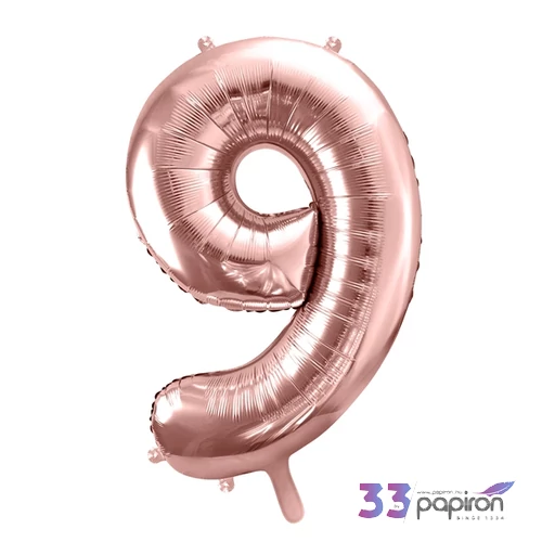Partylufi fólia 86cm 9.szám születésnapra rosegold