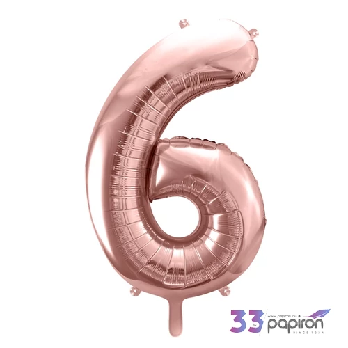 Partylufi fólia 86cm 6.szám születésnapra rosegold