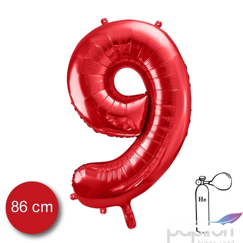 Party Lufi fólia 86cm 9.szám születésnapra piros