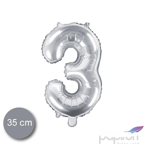 Party Lufi fólia 35cm 3-as szám, ezüst 