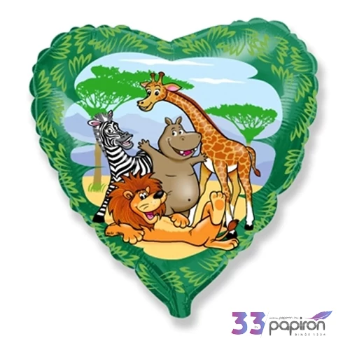 Partylufi fólia 45cm Szív alakú, Jungle Nagyforma