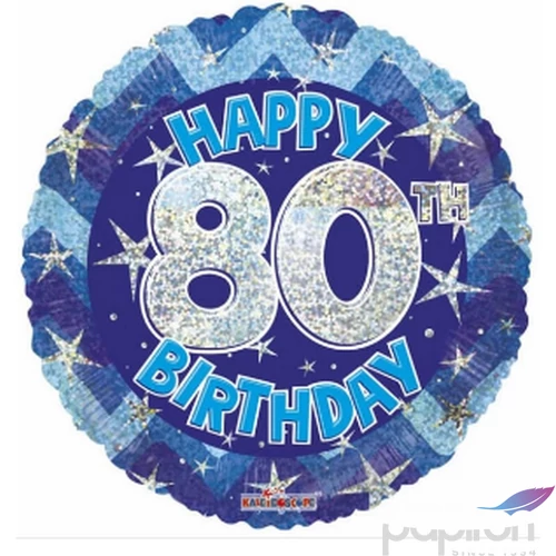 Party Lufi fólia szülinapos 80.évszámos hologramos kék Happy Birthday