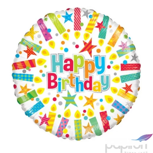 Party Lufi fólia szülinapos 18"-es/45cm-es gömb alakú csillagos uniszex Happy Birthday