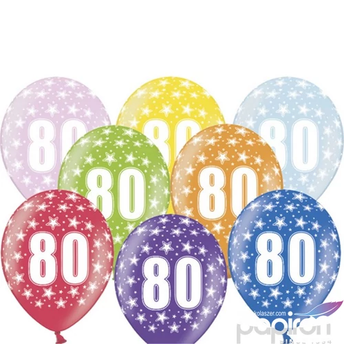 Party Lufi mintás évszámos (80)  metál metál, 5 db/cs/vegyes színekben