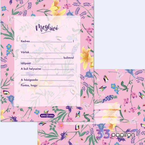 Ars Una party meghívó 24' borítékkal Fleur virág 50223664 prémium minőség