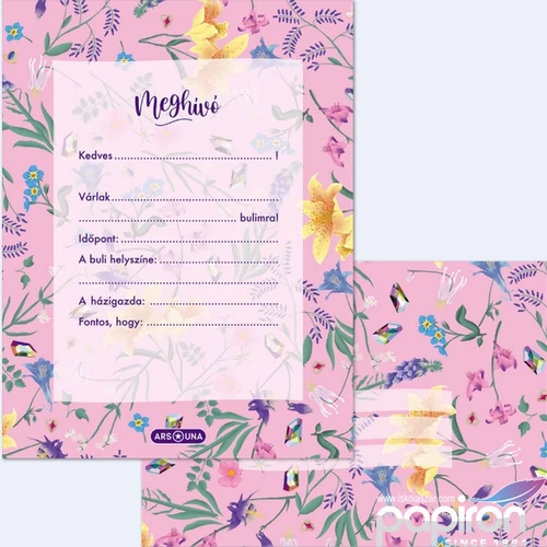 Party meghívó Ars Una 24' borítékkal Fleur (5366) virág 50223664