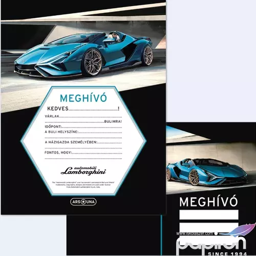 Party meghívó Ars Una 24' borítékkal Lamborghini (5336) 50223367