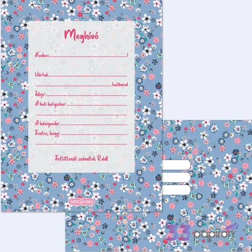 Ars Una party meghívó 24' borítékkal Pearl Blossom blue 50223763 prémium minőség