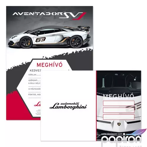 Party meghívó borítékkal 20' Ars Una Lamborghini-2 50220267 kollekció