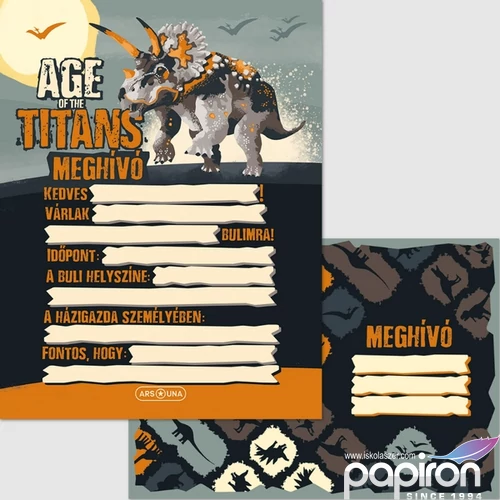 Party meghívó borítékkal Ars Una Age of the Titans (5261) 23 50222612 prémium dínó