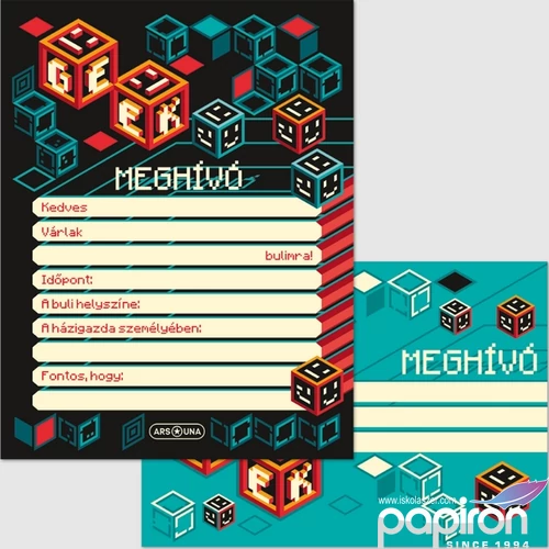 Party meghívó borítékkal Ars Una Geek (5256) 23 kocka 50222568 prémium