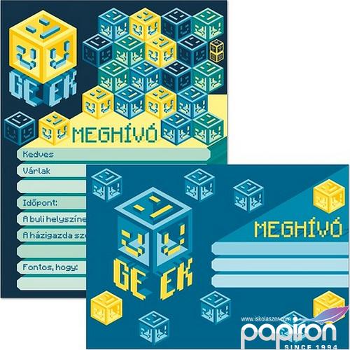 Party meghívó borítékkal Geek - Kocka 19' Ars Una 90228070 kollekció !
