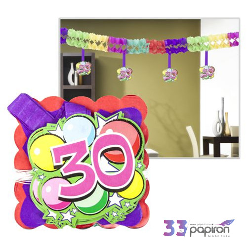 Party banner papír girland 30 4mx12x12cm 12db-os