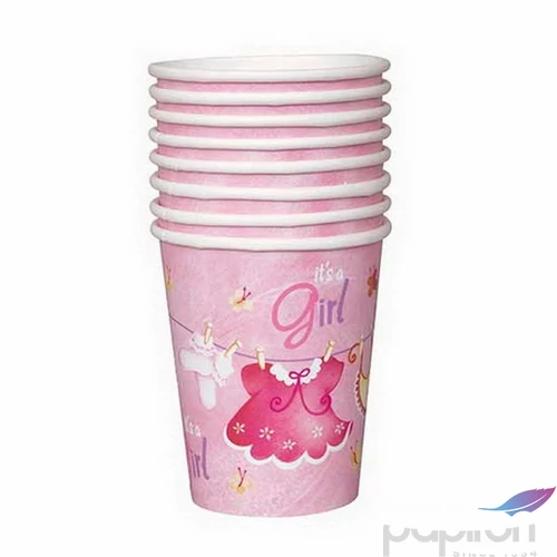 Party pohár papír 270ml It girl rózsaszín pohár (8db/csomag)