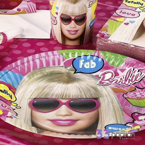 Party tányér papír 18cm ly Barbie fóliázott papírtányér R551968