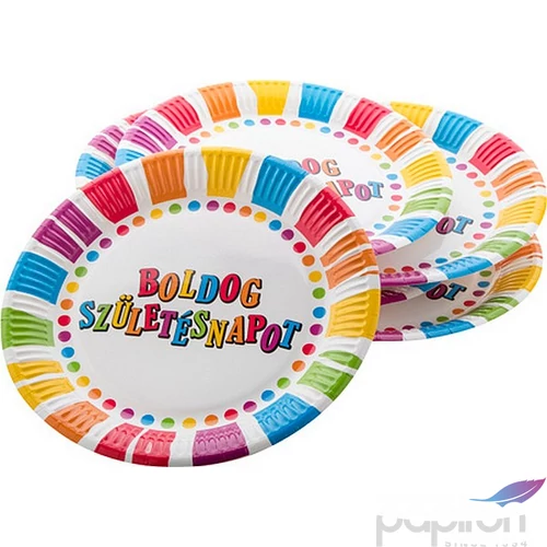 Party tányér papír 23cm Boldog Születésnapot 6db/csomag