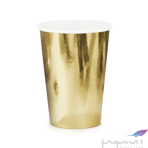 Party pohár 220ml papír, arany 6db/csomag