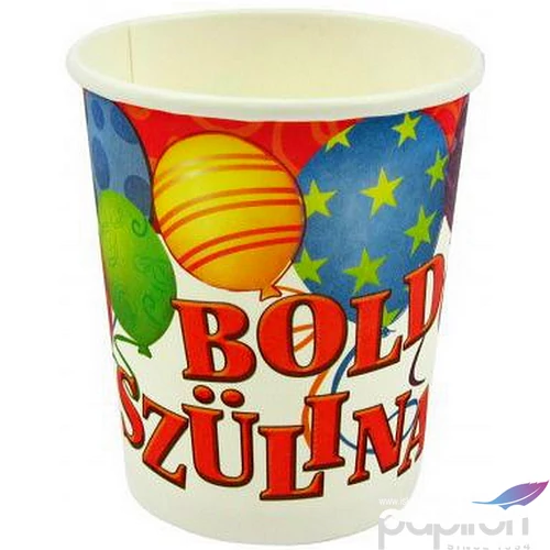 Party pohár 250 ml Boldog szülinapot! 6db/csomag léggömbös