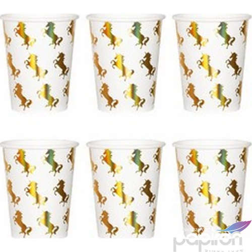 Party pohár 250ml Unicorn mintás parti papír pohár RoseGold metalizált mintázattal Unikornisos 6db