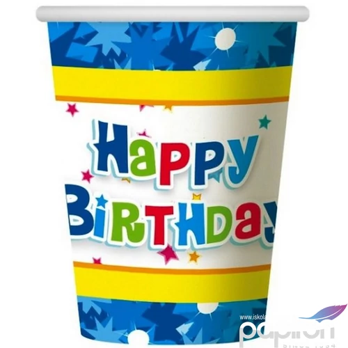 Party pohár 2,7ml Happy Birthday kék 6db/csomag