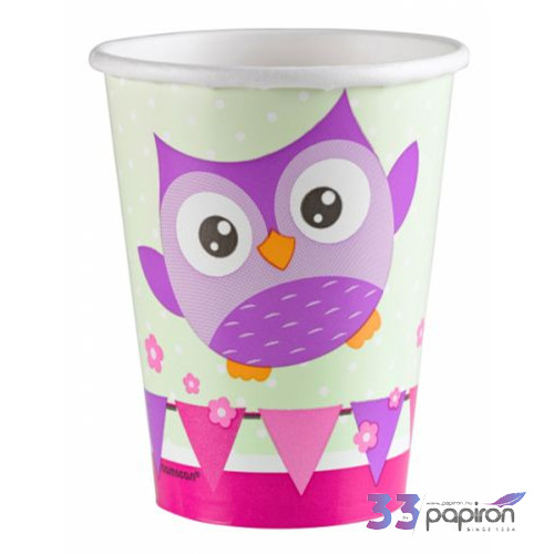 Party pohár baglyos 266ml 8db/csomag