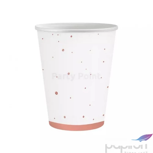 Party pohár elegáns fehér Rosegold mintával 6db/cs. 250 ml