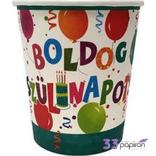 Party pohár Szülinapi Jamboree Boldog Szülinapot! feliratos parti pohár 250ml-es (6db/csomag) Happy Birthday