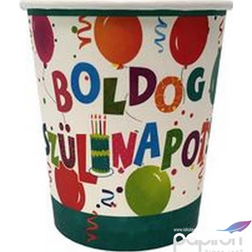Party pohár Szülinapi Jamboree Boldog Szülinapot! feliratos parti pohár 250ml-es (6db/csomag) Happy Birthday
