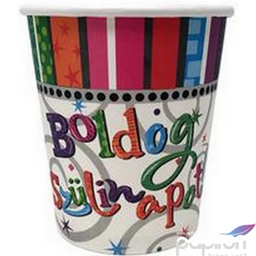 Party pohár Szülinapi Radiant Boldog Szülinapot! feliratos parti pohár 250ml-es (6db/csomag) Happy Birthday