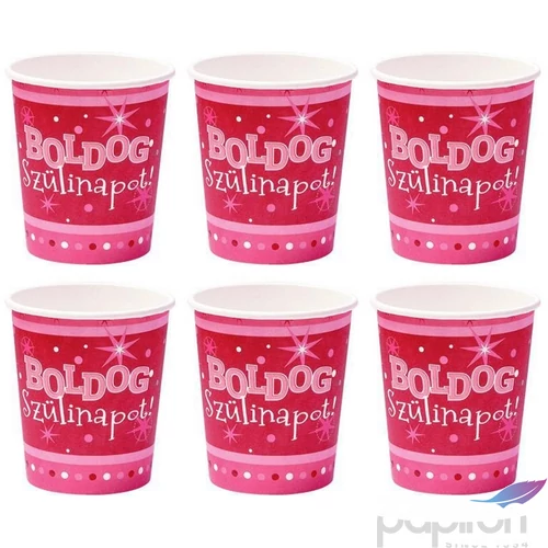 Party pohár Szülinapi Sparkle Boldog Szülinapot! feliratos parti pohár 250ml-es (6db/csomag) Happy Birthday