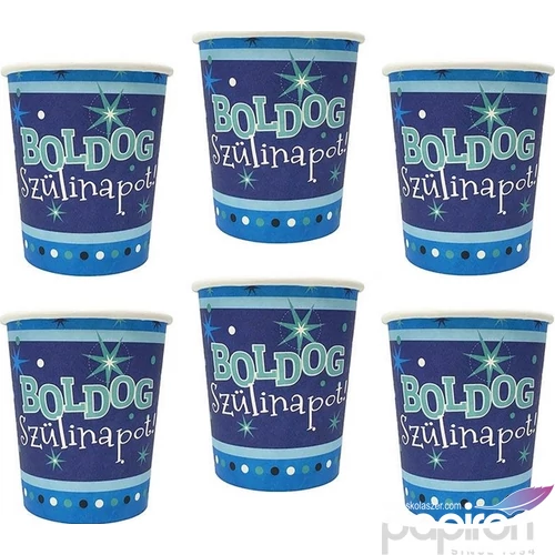 Party pohár Szülinapi Sparkle Boldog Szülinapot! feliratos parti pohár 250ml-es (6db/csomag) Happy Birthday