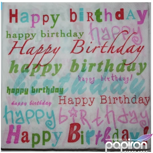 Party Szalvéta 20db fehér Happy Birthday R9903863
