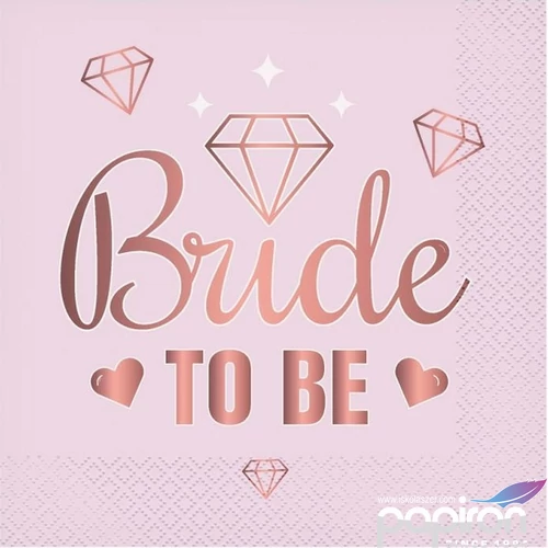 Party szalvéta 33x33cm Bride to Be pink 20db/csomag