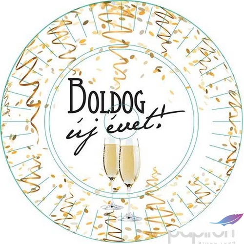 Party tányér 23cm Boldog Új évet