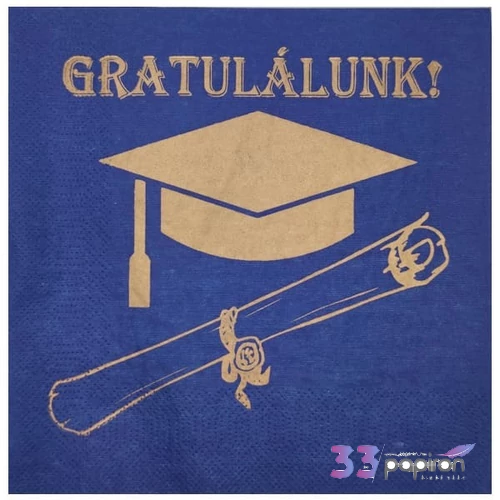 Szalvéta Szülinapi Gratulálunk, kék 33x33 cm, 3 rétegű 10db/csomag