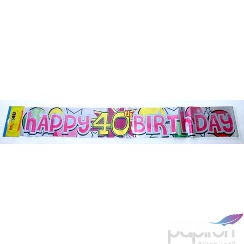 Party banner szülinapi felirat Happy Birthday 40-es 3, 6m