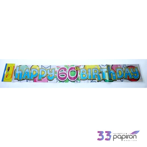 Party banner szülinapi felirat Happy Birthday 60-as 3, 6m