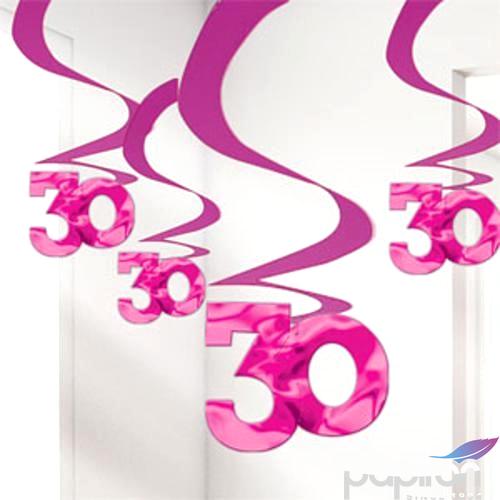 Party függő szülinapi dekor spirálos 30-as lila színű 5db spirálos 30-as függő dekor/csomag