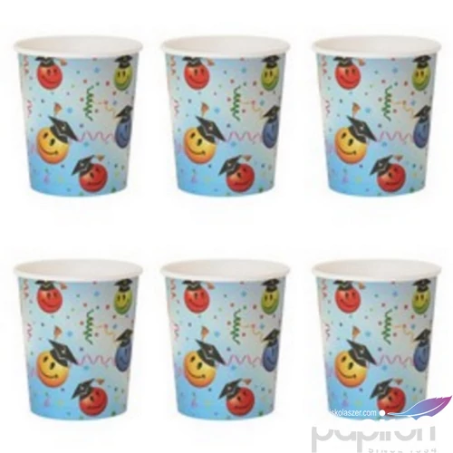 Party pohár ballagásra 250ml Mosolygó arcok, 6db/csomag 