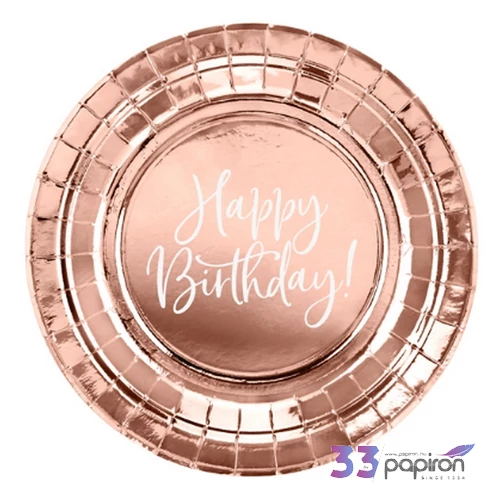 Party tányér 18cm Happy Birthday felirattal 6db/csomag