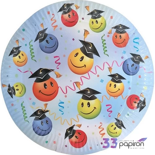 Party tányér ballagásra mosolygó arcok, 23cm -es 6 darabos