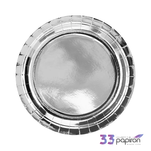 Party tányér papír 23cm ezüst 23cm 6db/csomag