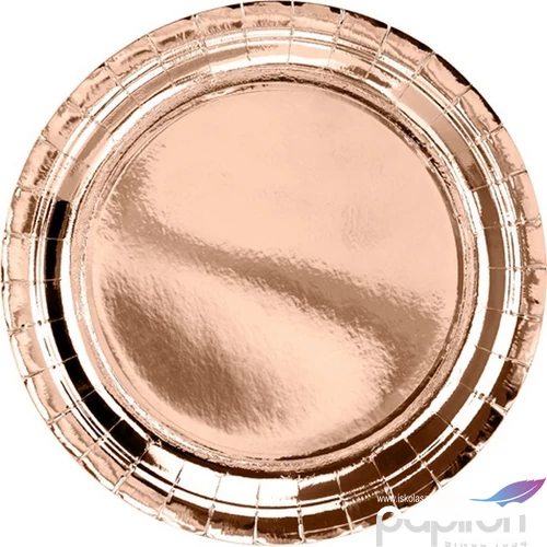 Party tányér papírból rosegold, 23cm, 6db/csomag