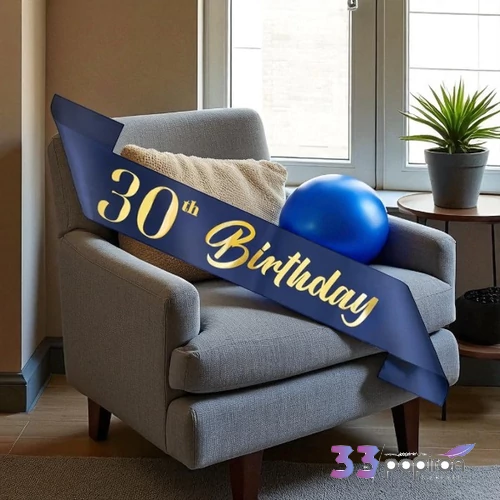 Party vállszalag 30. Birthday felirattal Sötét kék 10x160 cm