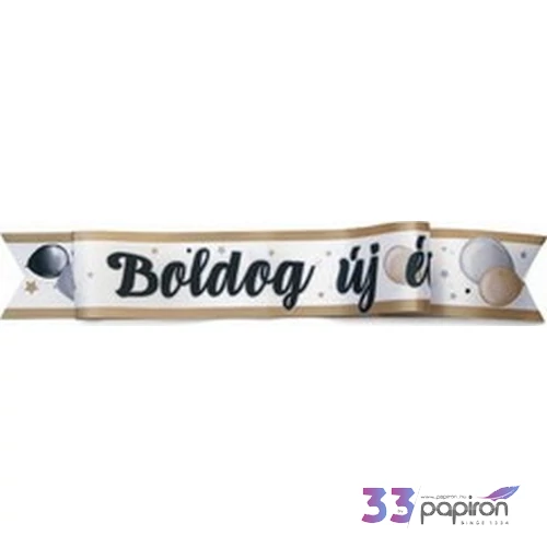 Party vállszalag lég gömb ös Boldog Új Évet! feliratos elegáns szalag (1db/csomag)